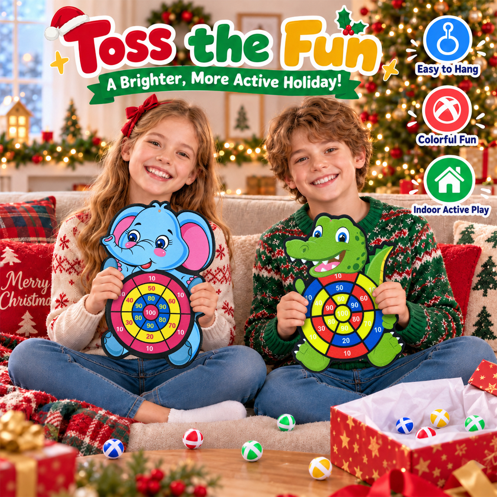 Elephant Crocodile Dartboard Toy for Interactive Fun