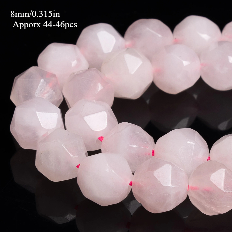 E-shop Natürliche rosa Quarzperlen, Sternschliff, facettierte echte Edelsteine, vollständiger lose Perlenstrang für Schmuckherstellung, Armbänder,