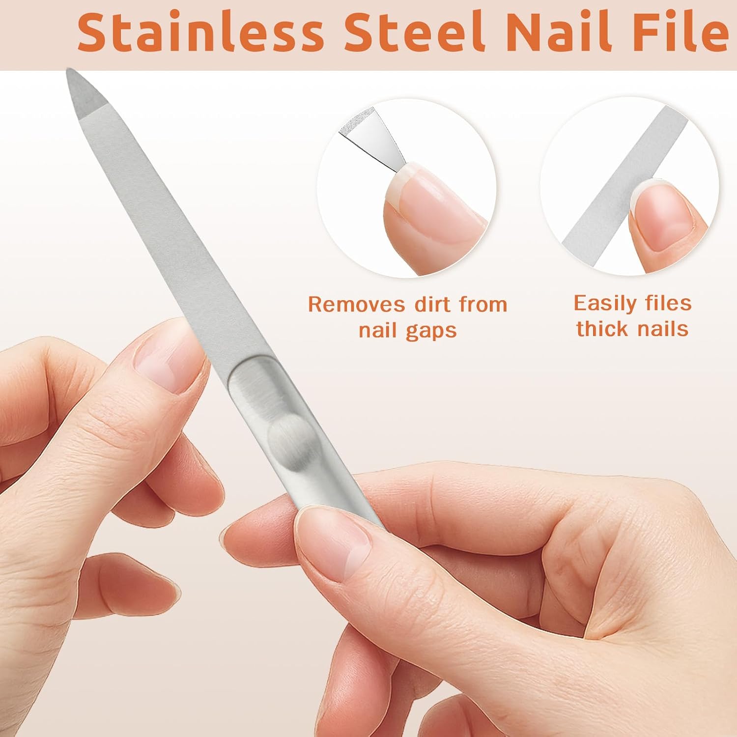 4pcs Stainless Steel Double-Sided Nail Files, Durable Tools