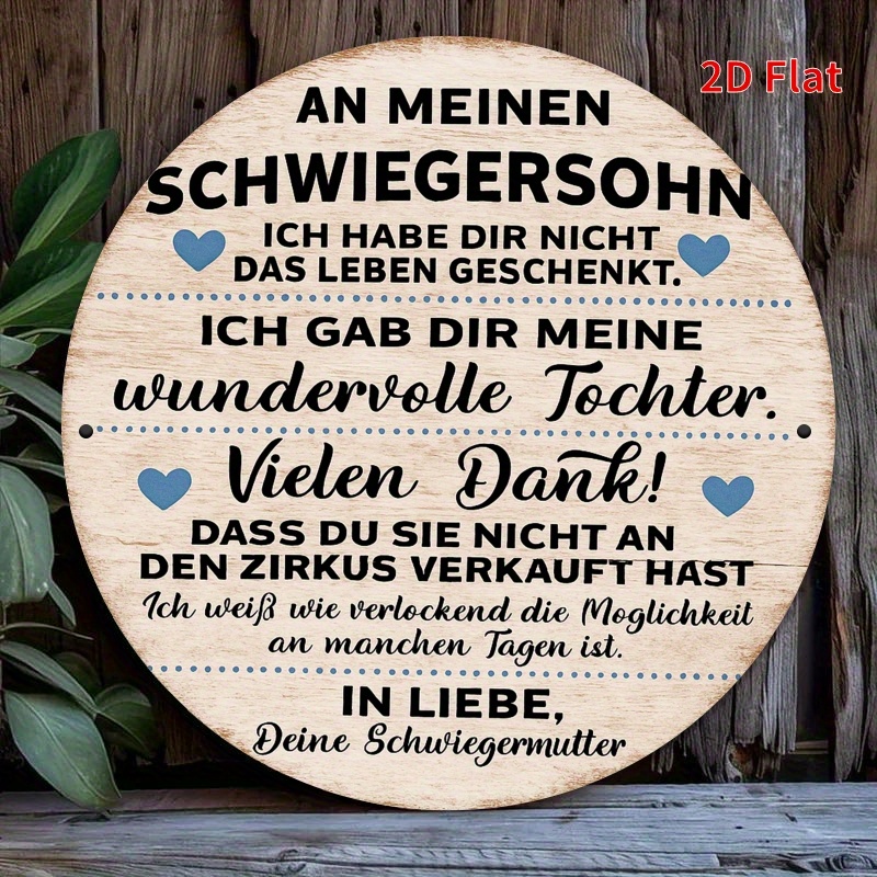 TEMU 2D Flat - [2D Flat] 2D Druckbare Metallplakette mit Abbildung geliebten Schwiegersohns, geeignet für Orte wie Zuhause, Büro, Schlafzimmer, Café,