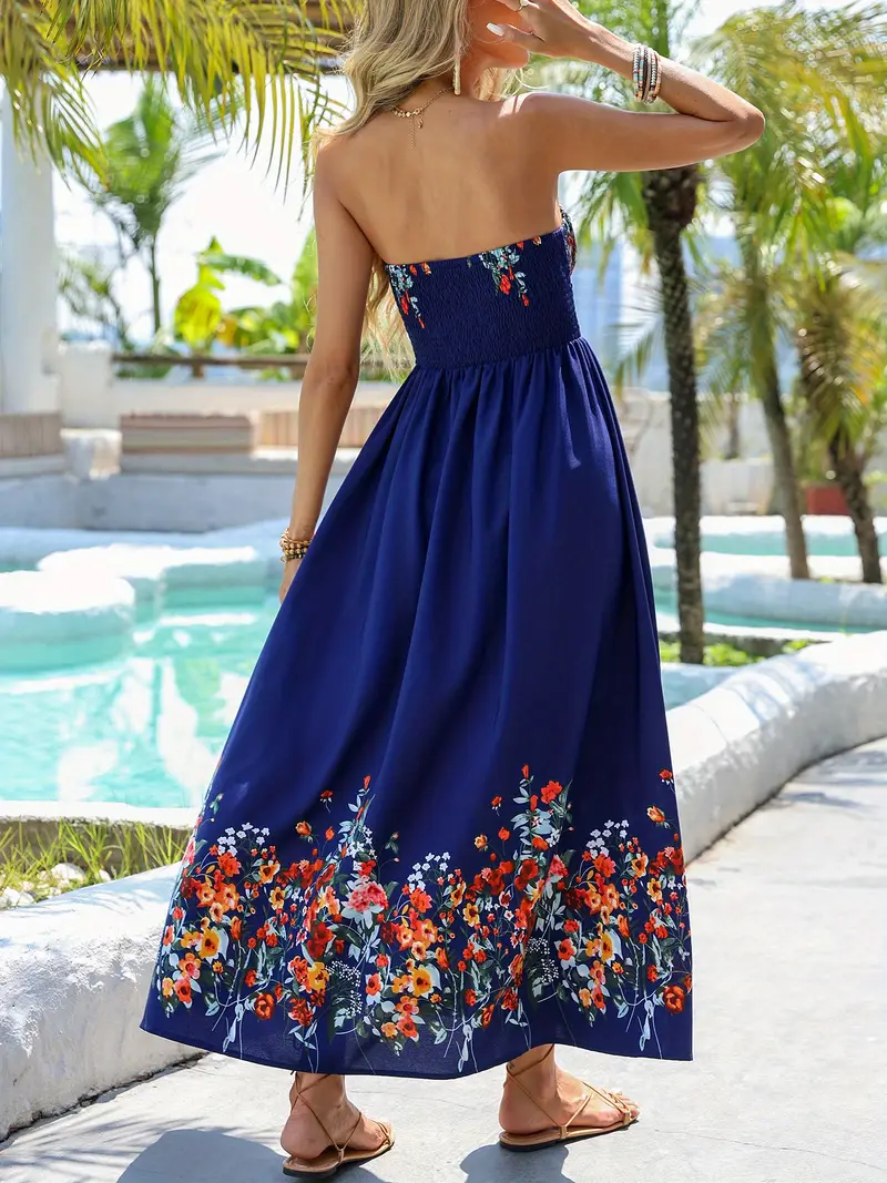 womens strapless maxi dress elegant floral print evening - Temu Mauritius womens strapless maxi dress elegant floral print evening - Temu Mauritius