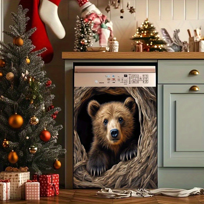 TEMU Cute Bear 2d Flat Pattern Stickers Suitable For Home Dishwasher Surface, Washing Machine Surface, Refrigerator, Cabinet, Room Door, Decorate