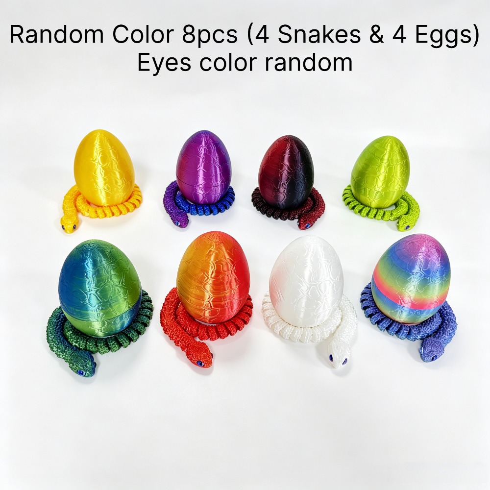 TEMU 3d Printed Egg Toy Set - Random Color 8pcs (4 & 4 Eggs),, Ideal For Room Decor, Collectibles, And Children's Toys. Perfect Gift, Suitable For