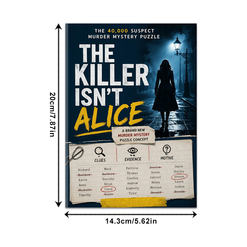 TEMU Rainy Night Street Silhouette Mystery Puzzle Book: The Killer Alice. A List Of , Relying On Clues, , And Motives For Cross-comparison And