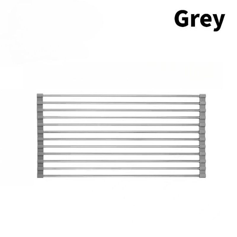 TEMU 1pc Stainless Steel Collapsible Sink Drying Mat, Easy-to-clean, Space-saving Rust-proof Sink Drain Rack, Ideal For Small Kitchen Countertop