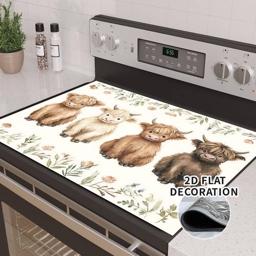 heat resistant rubber lined stove cover mat gas electric stove protector suitable counter gas electric plate cover flower pattern plate protector for gas burners fit for appliances 2d flat