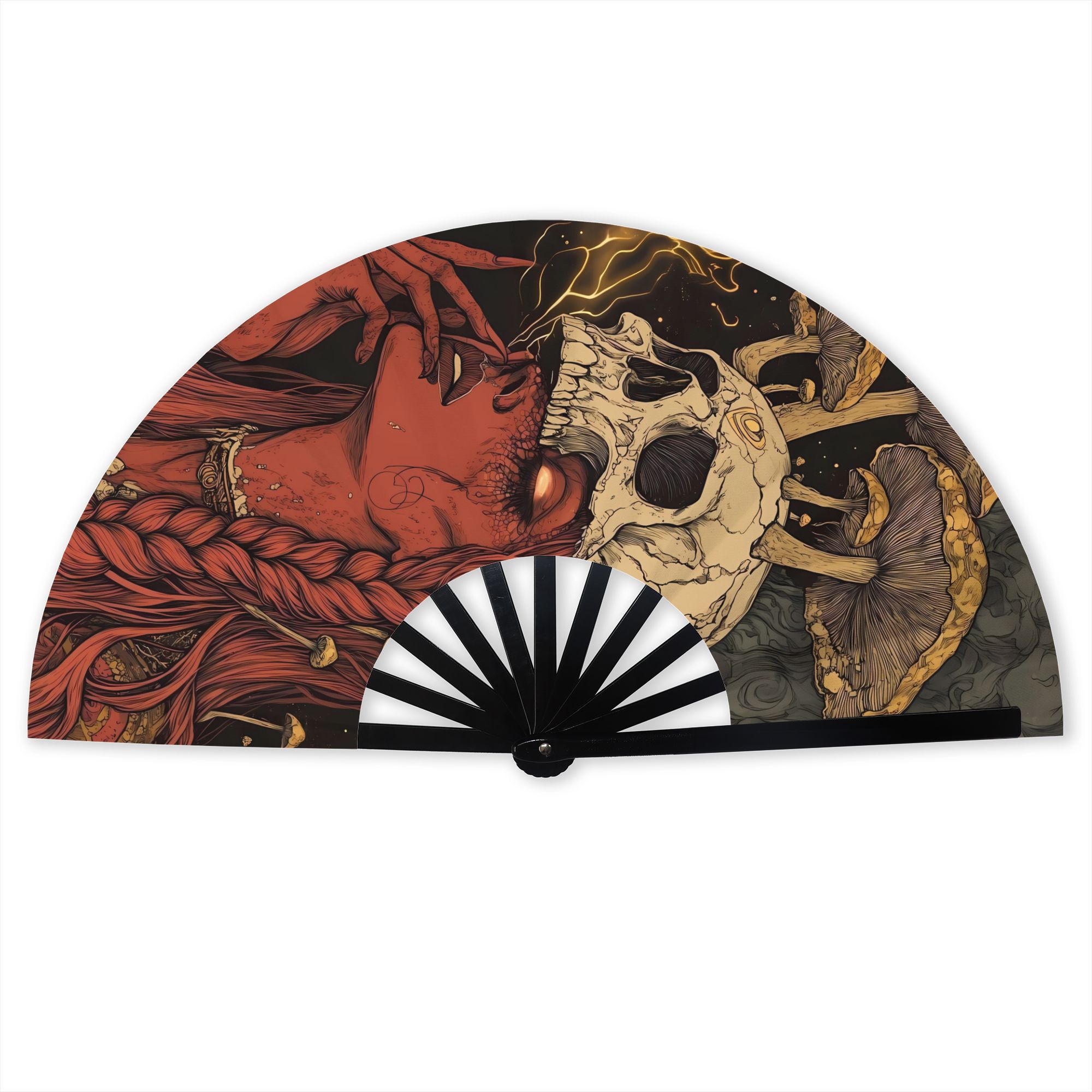 TEMU Mushroom Skull Folding Fan Fashion Take Ins Slouch Hiphop Unisex2d Print Design