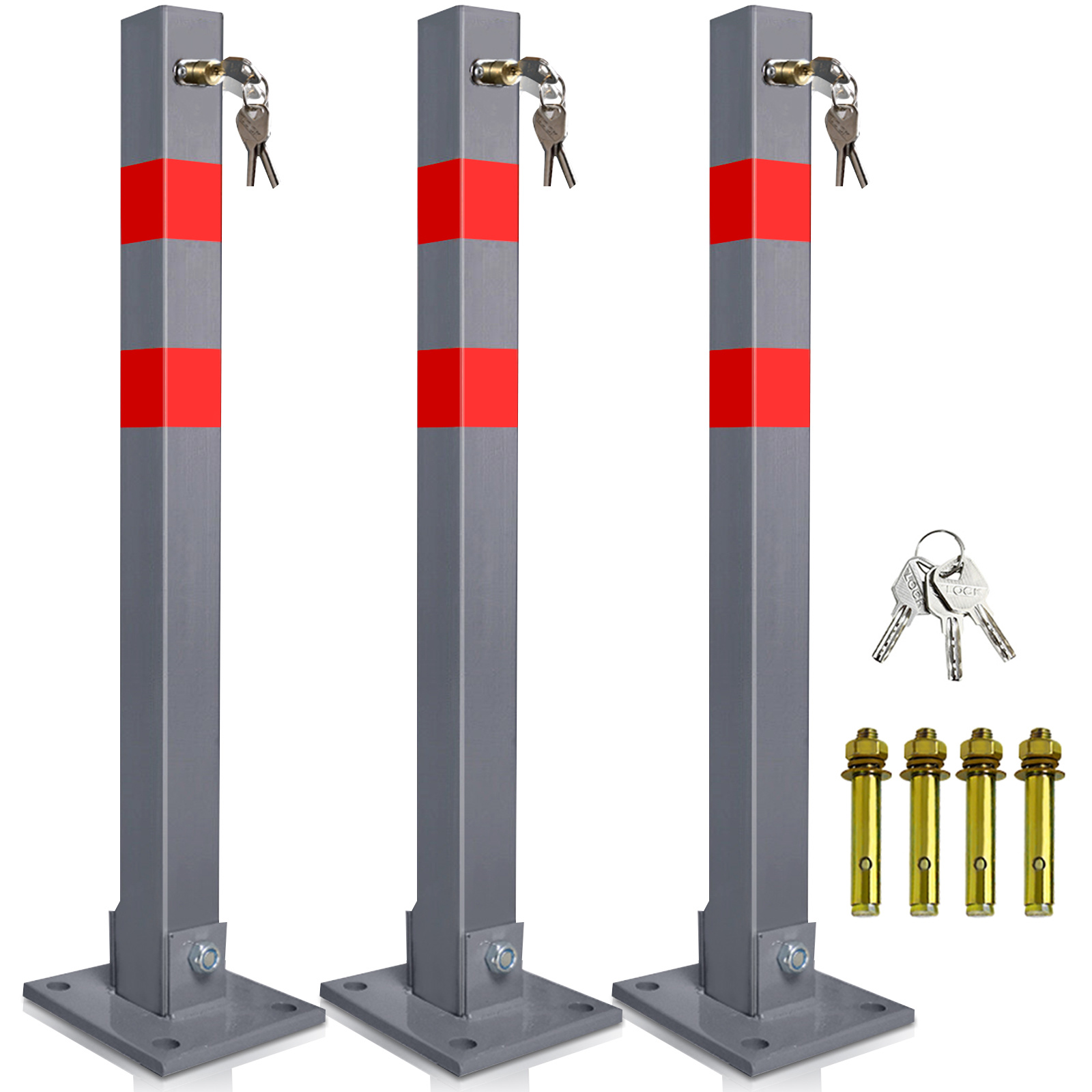 Parking Post Metal Garage Home Parking Grey 67cm Driveway Parking Space Post Reflective Strips Entrance Parking