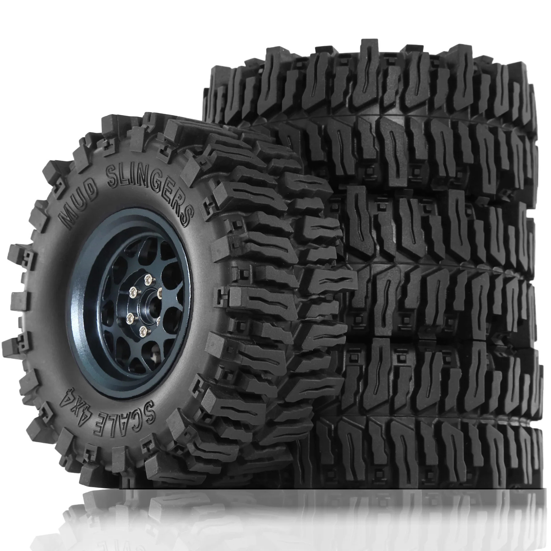 TEMU 2.2" Rubber Crawler Tires & Wheels (4pcs) - 130x55mm For Axial Scx10, D90, , Trx4 Rc Cars, Performance, Wheels|rugged Tires|durable Wheels, Rc