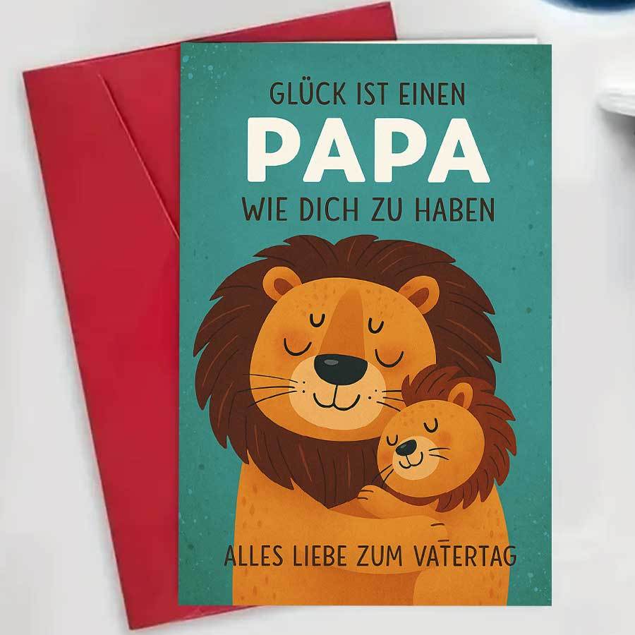 E-shop Alles Gute zum Vatertag Grußkarte mit liebevollem Löwenpapa Jungem – Perfektes Geschenk für Väter, um Wertschätzung zu zeigen besondere zu