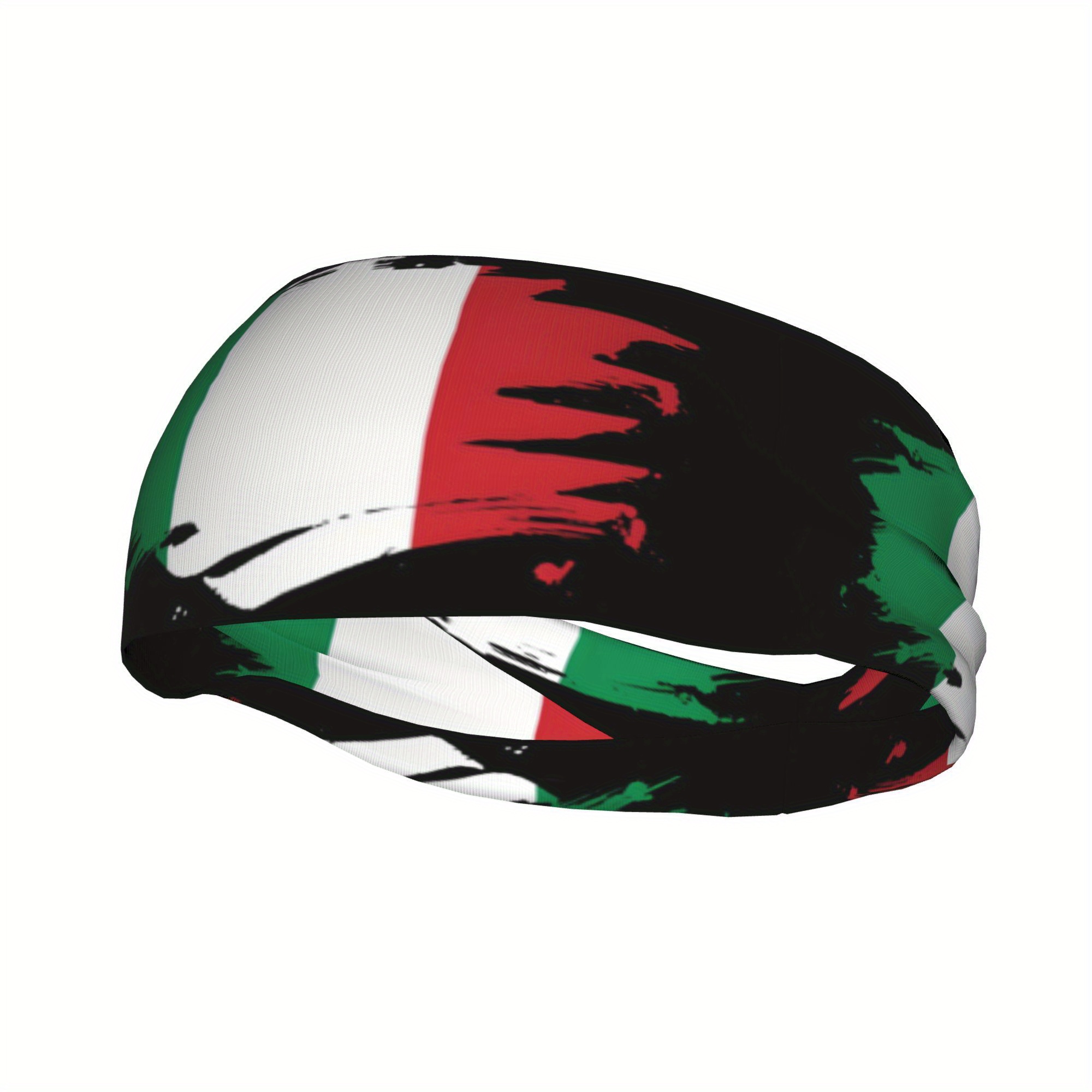 TEMU Fascia per capelli con design a stampa 2D bandiera italiana con schizzi di vernice, abbigliamento da equitazione per esterni