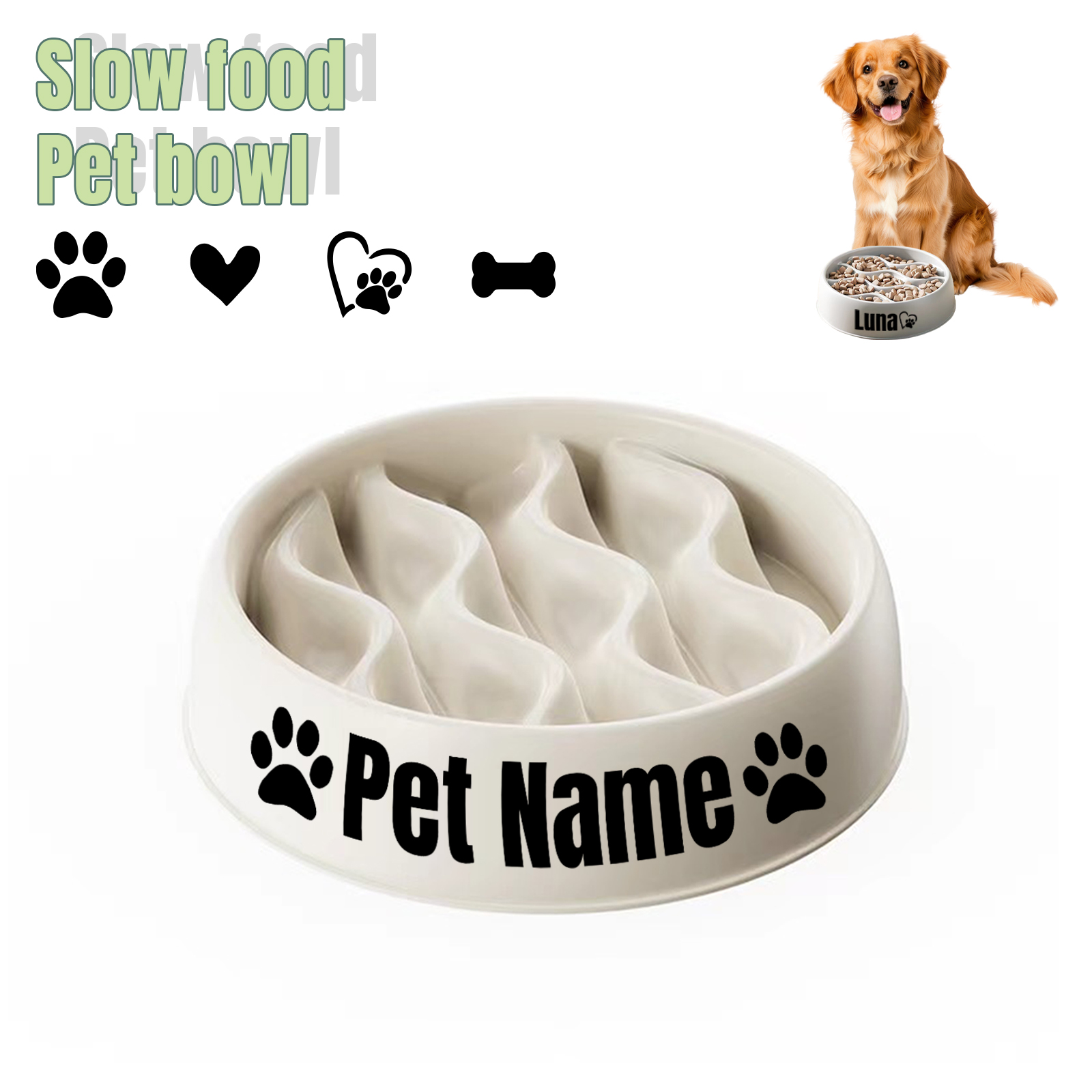 

1pc Customizable Slow Feeder Dog Bowl, Interactive Anti-gulping Design For , Non-slip Base, Pp Material, Suitable For Small To Medium Dogs