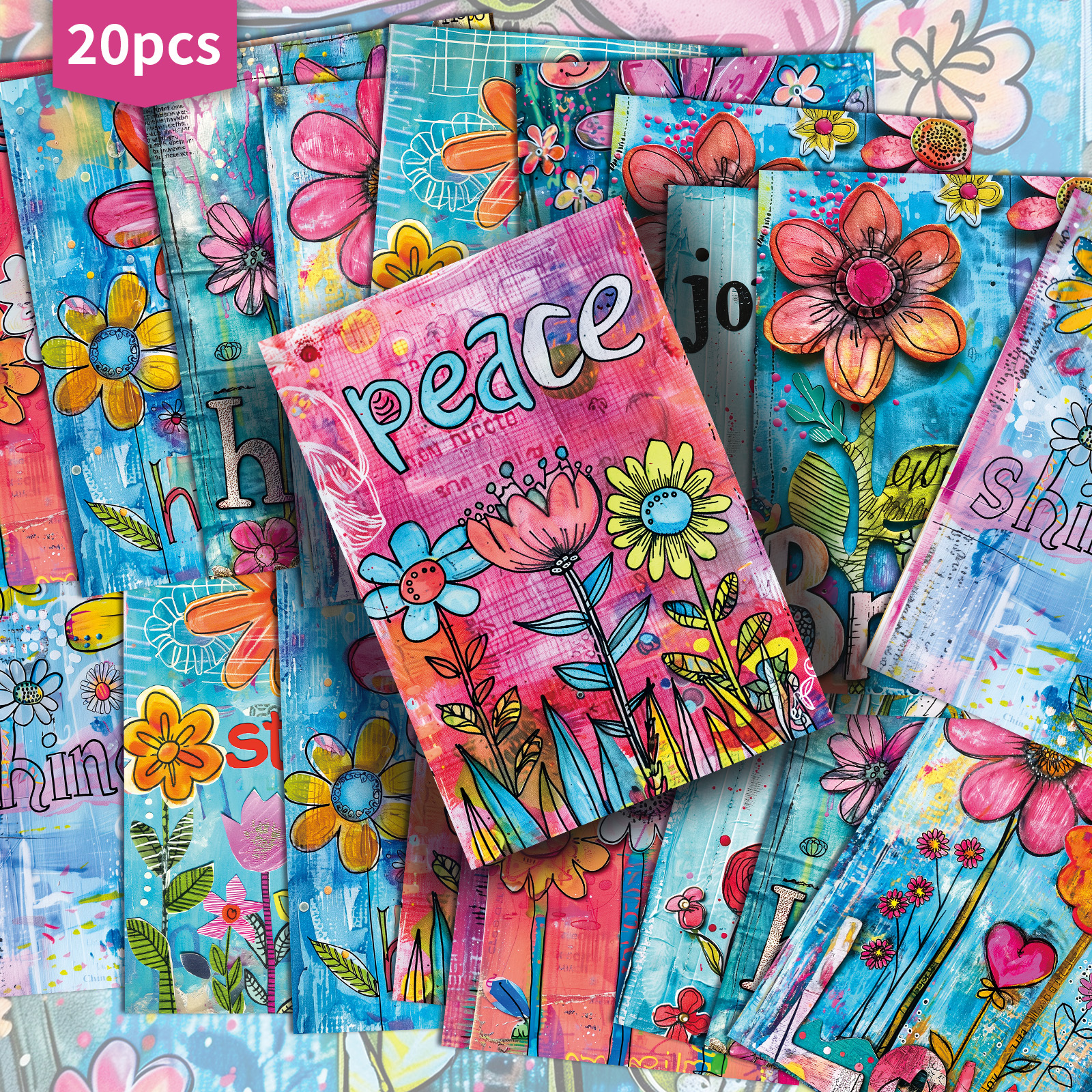 TEMU Set Of 20 Retro-style Postcards Featuring Vibrant Floral Designs, Measuring 4x6 Inches. Ideal For Junk Journals, Collectible Cards Showcase