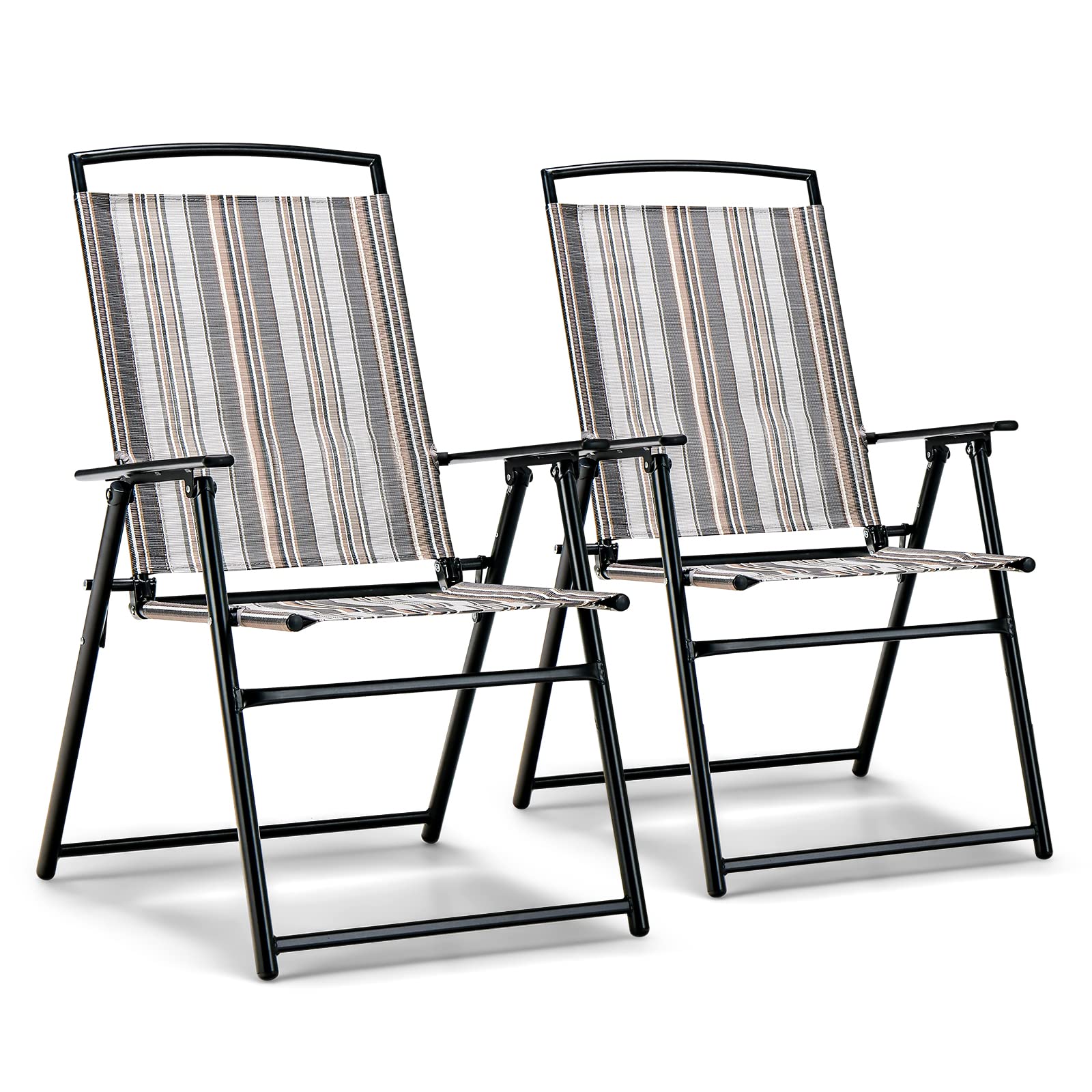 Set Of 2 Chairs, Folding Chairs With Armrests, Chairs With Breathable Fabric, Chairs ( Set Of 2)