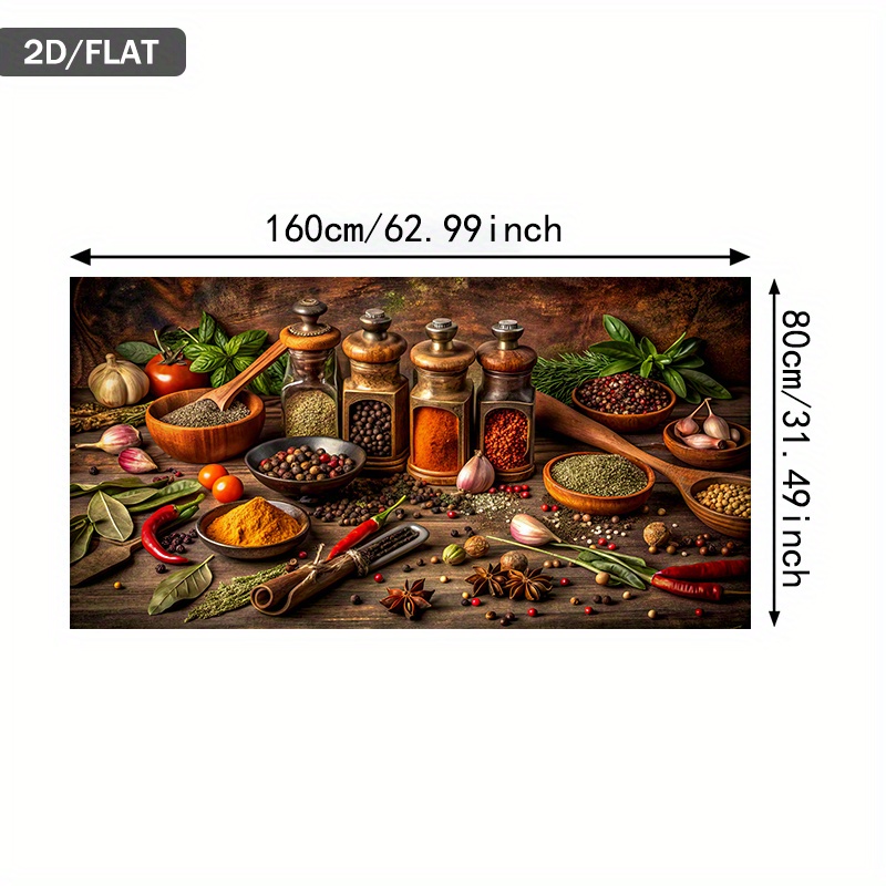 TEMU 2d Flat, 2d Flat, A Modern Abstract Illustration Of Aromatic Herbs And Plants, Wall Art For Living Room Decoration, Contemporary Canvas Poster,