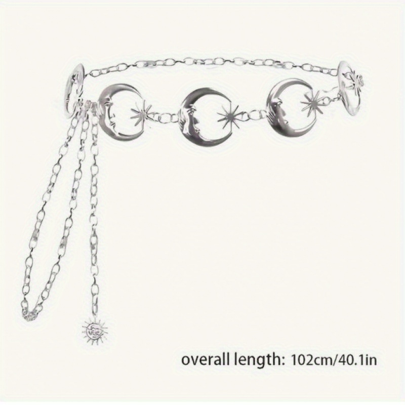 bohemian moon sun metal waist belt hip hop style durable Temu