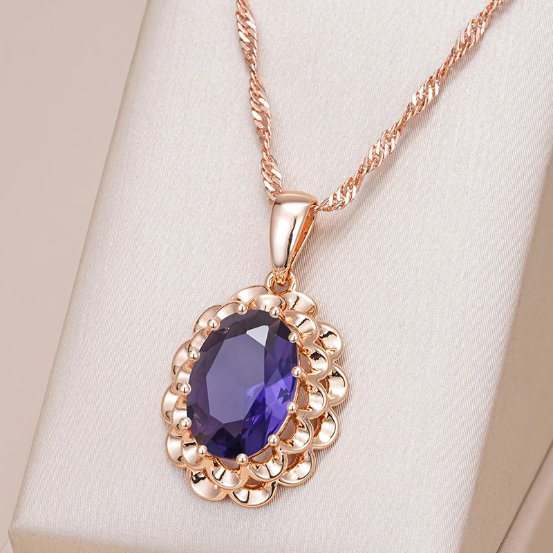 TEMU Angol Women's Ring With Purple Oval Synthetic Synthetic Zirconia, Elegant, Simple, Classic, Exquisite, Fashionable, Luxurious, , Versatile, And