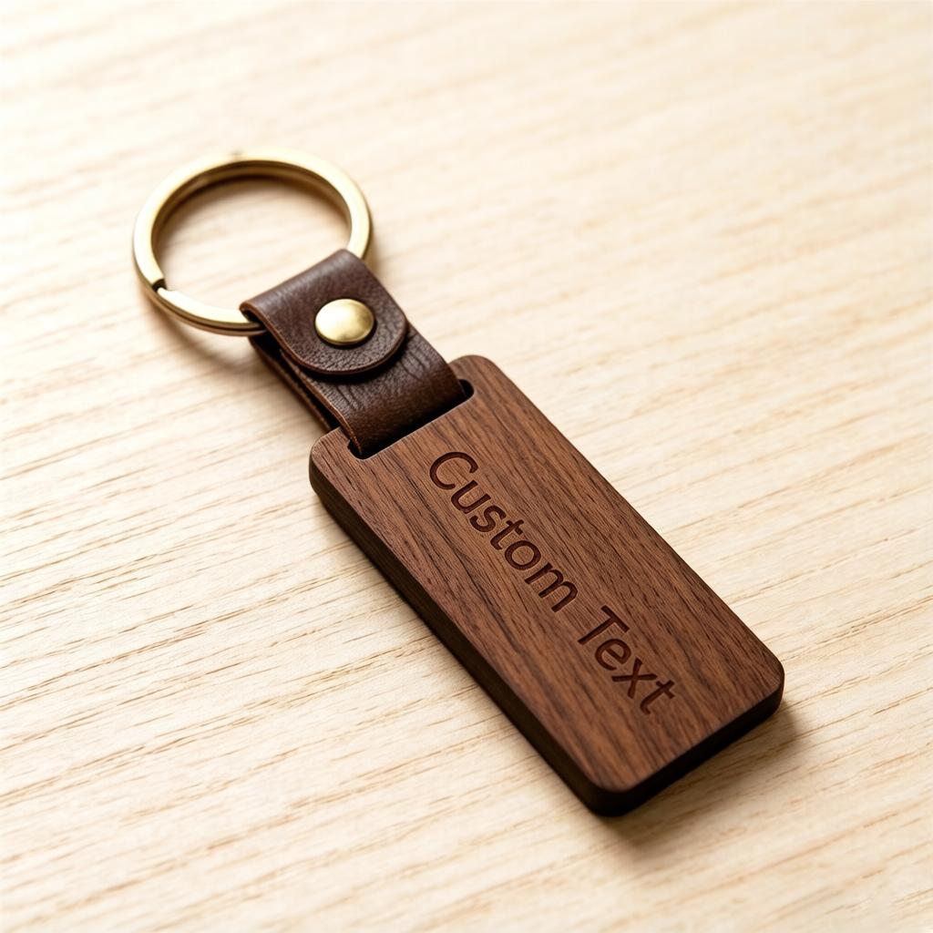 TEMU Custom Engraved Wooden Keychains, Wooden Key Tags With Straps - Personalized Souvenir Gifts, Made Of Durable Wood With Metal Rings, Ideal