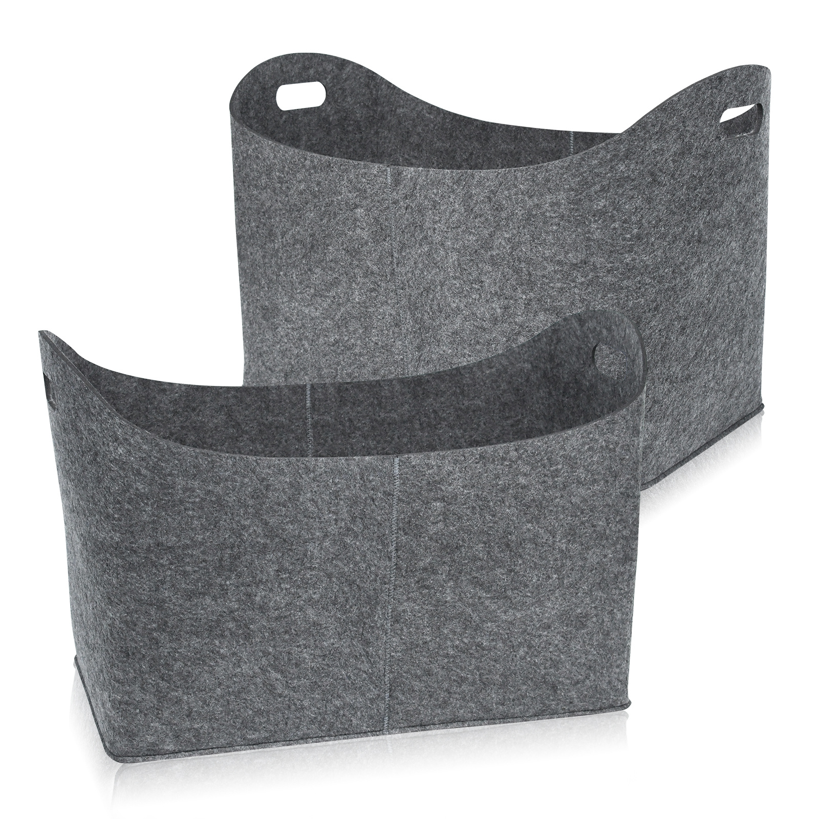 Felt Bags For Firewood Pack Of 2 Firewood Bag Foldable Felt Basket Firewood Basket Shopping Bag Handle Bag For Wood, Dimensions 55 X 30 X 40cm