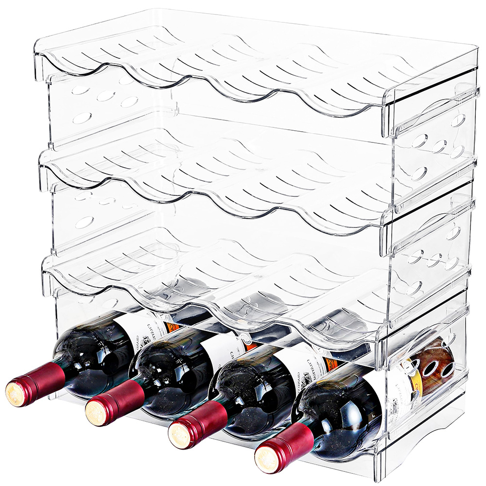 Image of 4-tier Detachable Water Bottle Rack, Acrylic Transparent Detachable Wine Rack, Stackable Storage For Water Glasses And Beverages, Multifunctional Folding Household Organiser