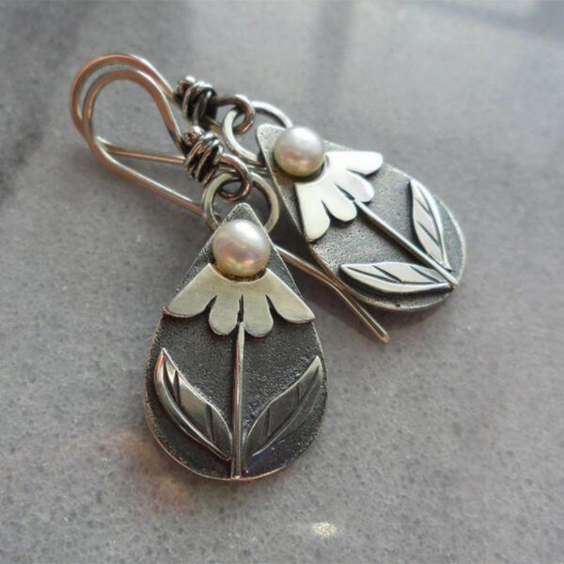 TEMU 1 Pair Bohemian Vintage Floral & Drop Dangle Earrings Suitable For Women, K Plated Jewelry, Birthstone For Casual Attire, Parties, Weddings,