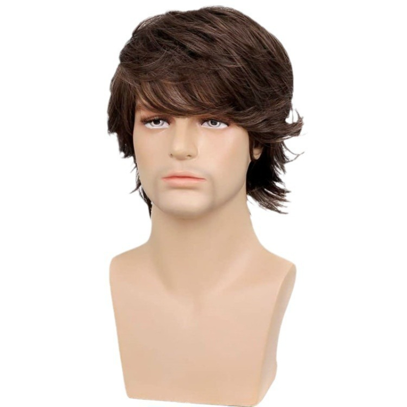TEMU Men's Punk Curly Wig Suitable For Daily Wear & Photo Shoots - Volume Short/long Hair With Texture, Hairstyle For Themed Parties, Theater, -