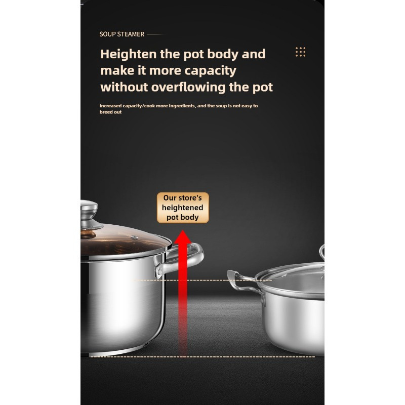 1pc stainless steel steamer pot with dual layer steamer basket 8 6in multi purpose induction cooktop and gas stove compatible thickened household soup pot for cooking deep frying hot pot kitchen cooking tools details 5