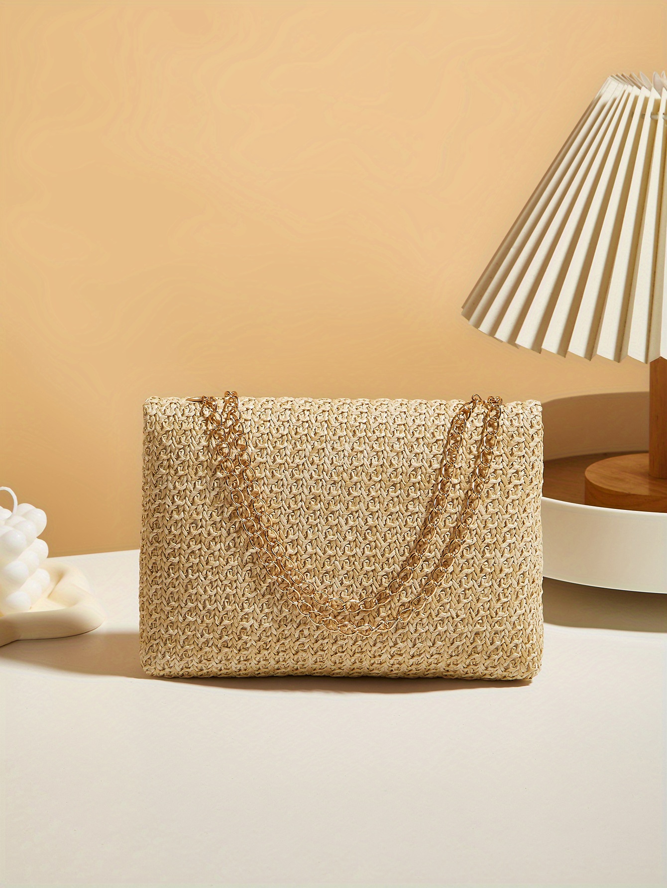 2025 New Trendy Woven Women'S Tote and Wallet, Practical Crossbody Bag, Single Shoulder Bag, Small Square Bag, Metal Chain Strap, Simple Women'S Crossbody Bag