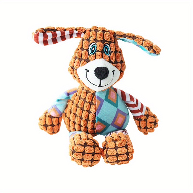 TEMU Dog Plush Sound Toy For Grinding Teeth And Biting, Suitable For Small And Medium Dogs, Cute Animal Shape, Stitched Patterns