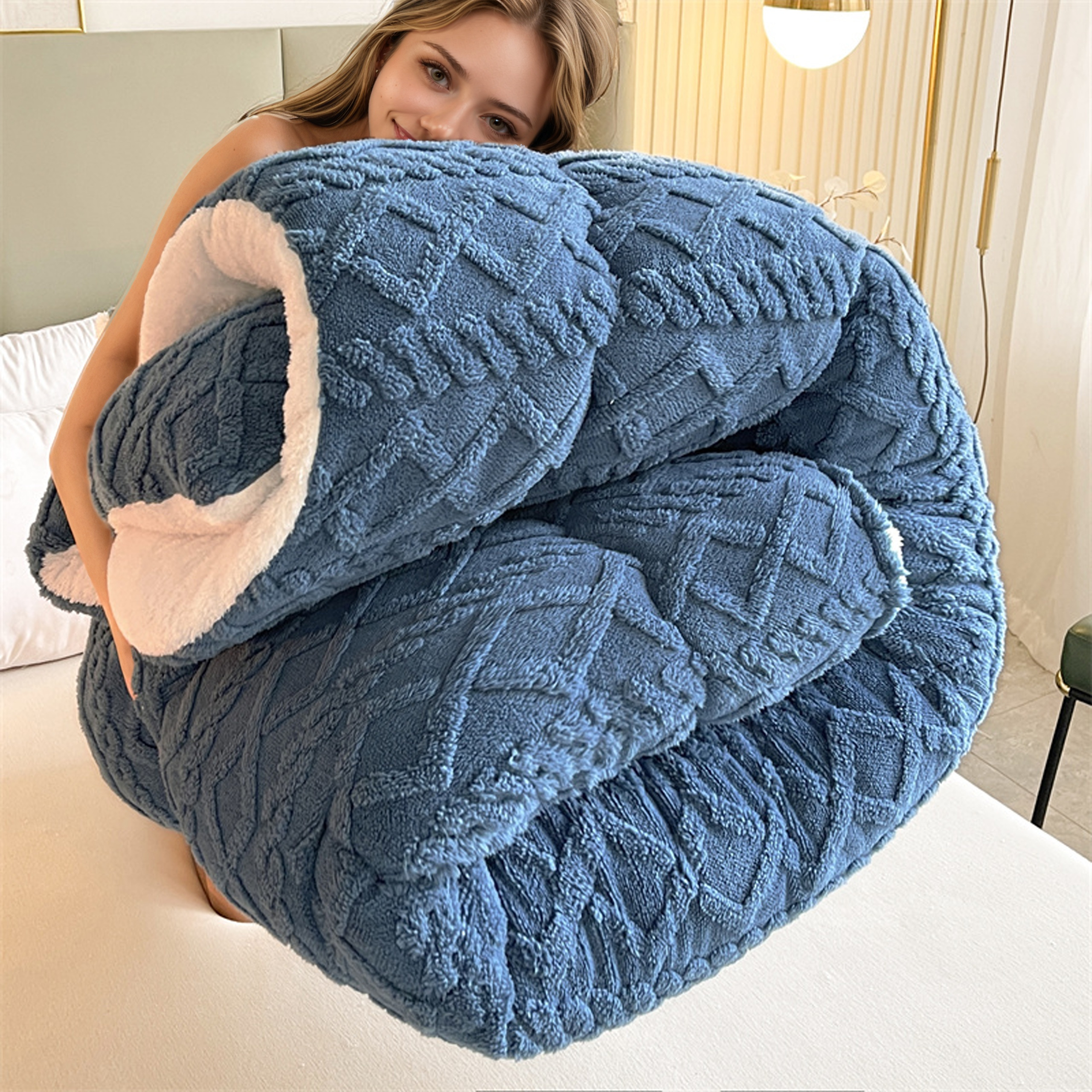 TEMU Luxurious Comforter - Soft, Thick, And Warm For All - Machine Washable, Perfect For Bedroom, , And Hotel Use Thickened Quilt(king Size, Queen Size)christmas Gifts