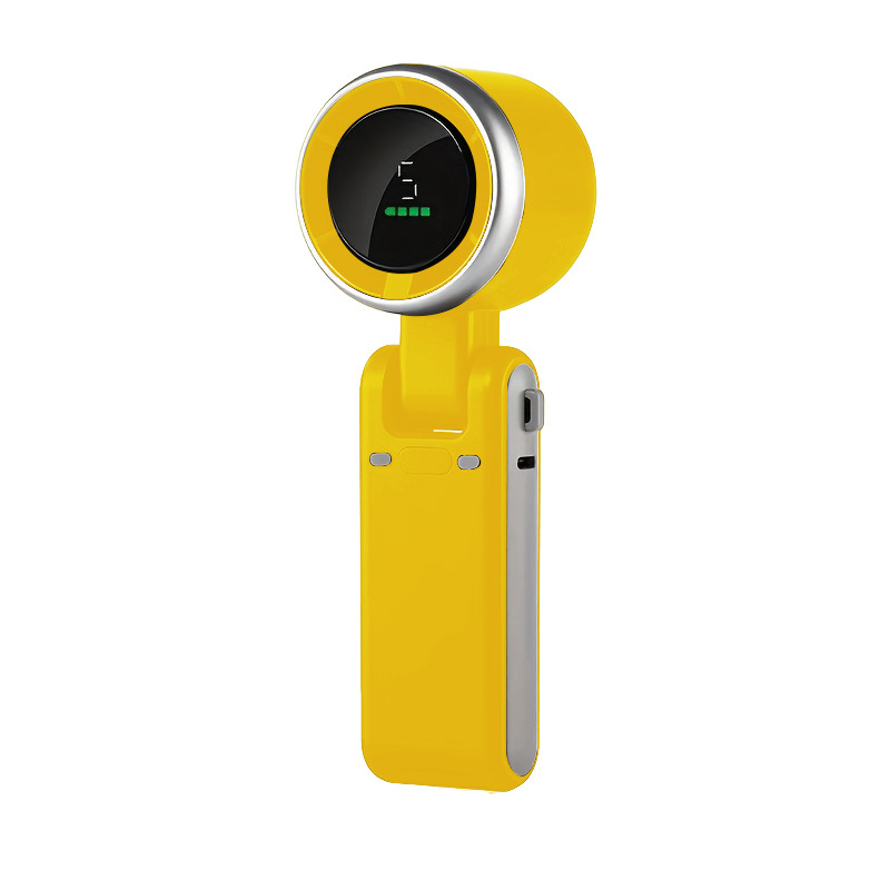 1pc handheld turbo fan foldable with lanyard neck hanging 2000mah battery capacity   screen for information 5 speed adjustments usb charging ideal for outdoor         gift