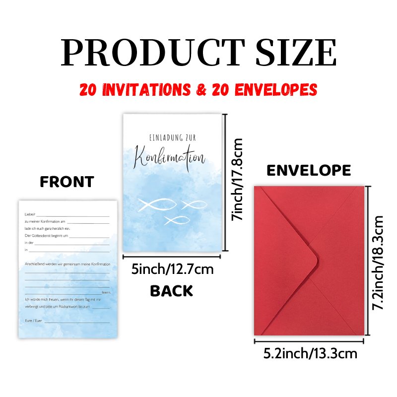 TEMU Upgraded Thick Paper, High-quality Printing Invitations Letter Set With 20 Cards And 20 Envelopes, Featuring A Double-sided Design. Perfect For