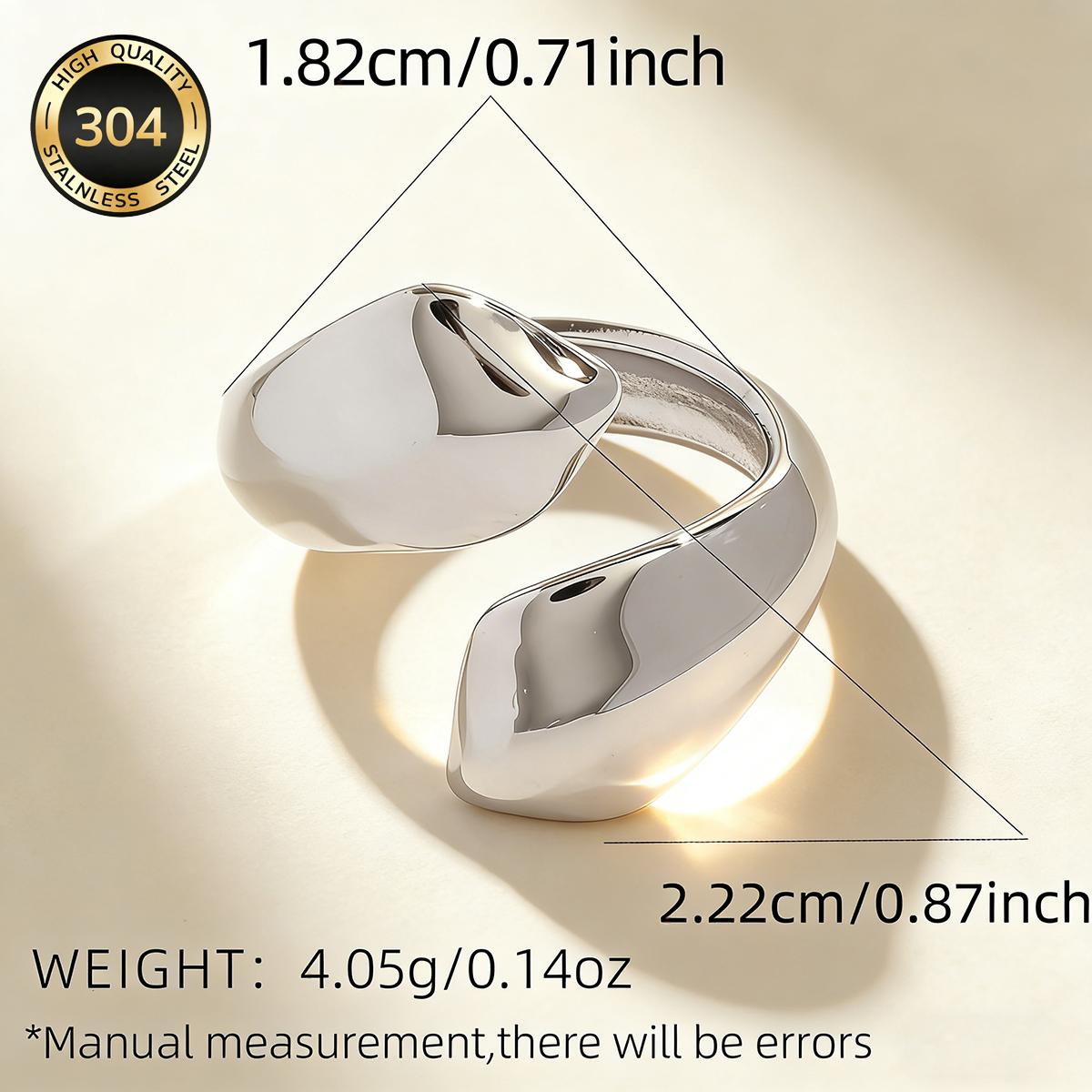 Women's Irregular Wave Open Ring, Two-Tone Design