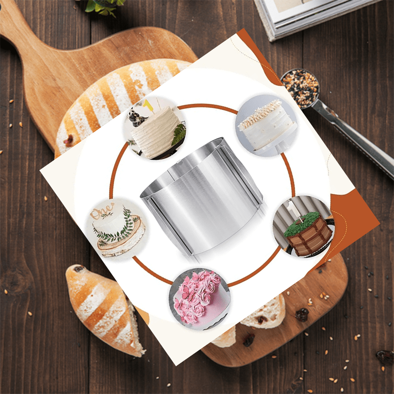 1pc Diameter 16-30cm Stainless Steel Cake Mold Cake Ring Stainless Steel Telescopic Cake Mold 20cm High Used For Chiffon Cake Mold, Round Baking Mold Cake Edge Mold