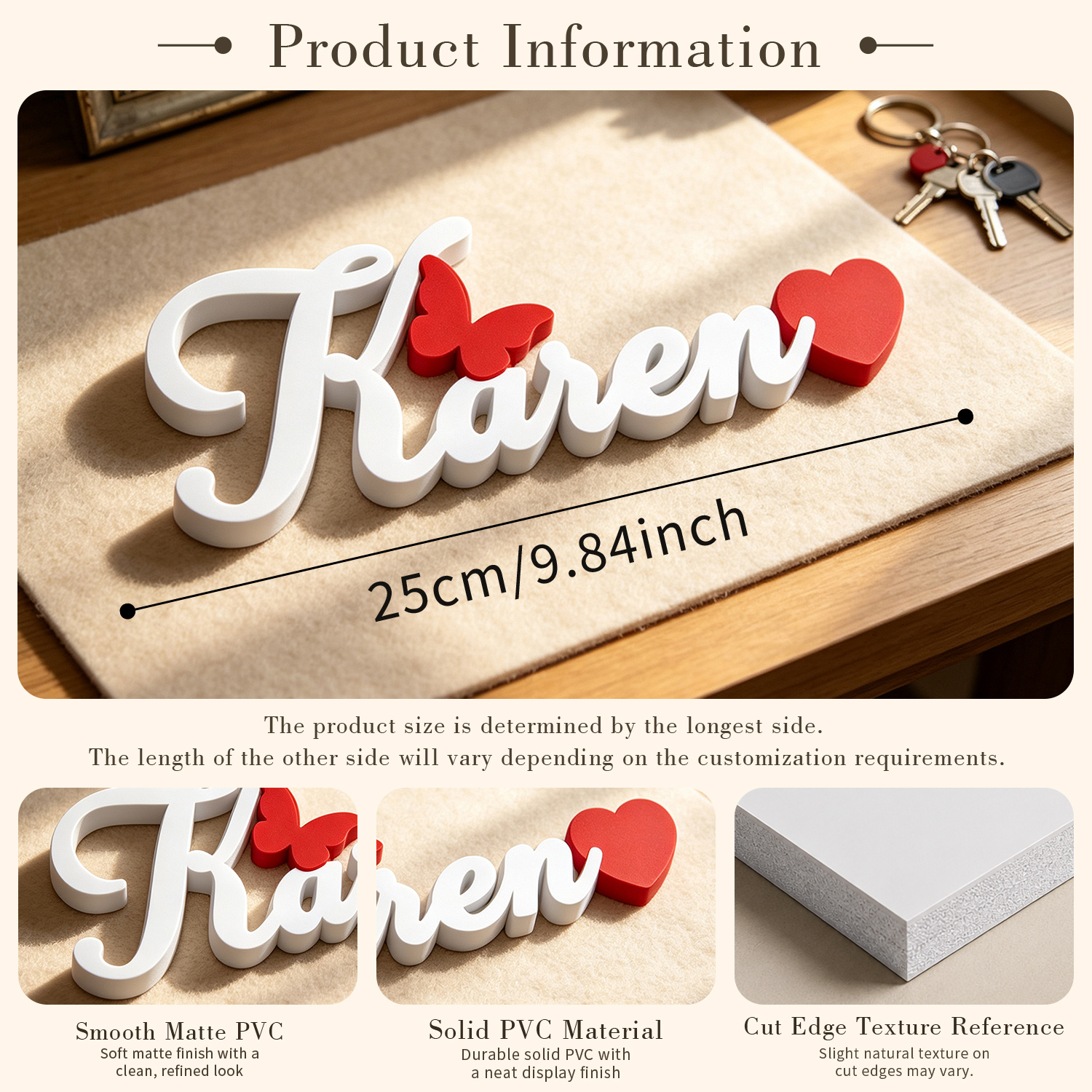 TEMU 1pc Personalized Custom Name 3d Stereoscopic Ornament, Heart Matte Desktop Stand, Wedding Table Birthday Party Decoration, Desktop Entrance