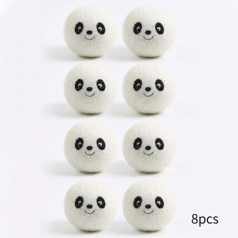 TEMU Set Of 8 Wool Dryer Balls - Fabric Softener, Minimizes Wrinkles & Drying , Perfect For Essential Oils, Alternative To Dryer Sheets, Reusable