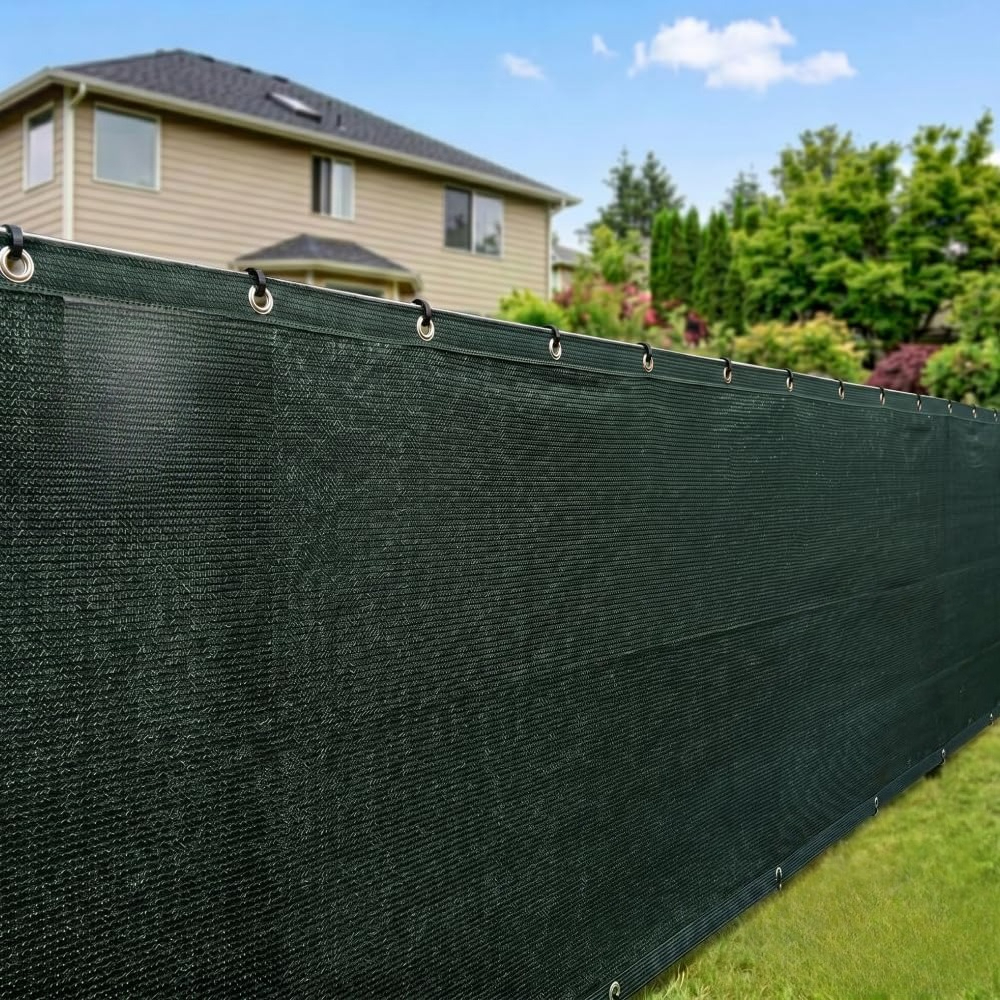 Image of Garden Privacy Screen, Fence Privacy Screen, Windproof Fence Privacy Sunshade, With Metal Eyelets, 0.6m Eyelet , Suitable For Gardens, Walls, Fences, Patios, Etc., Green, With Cable Ties, 1pc.
