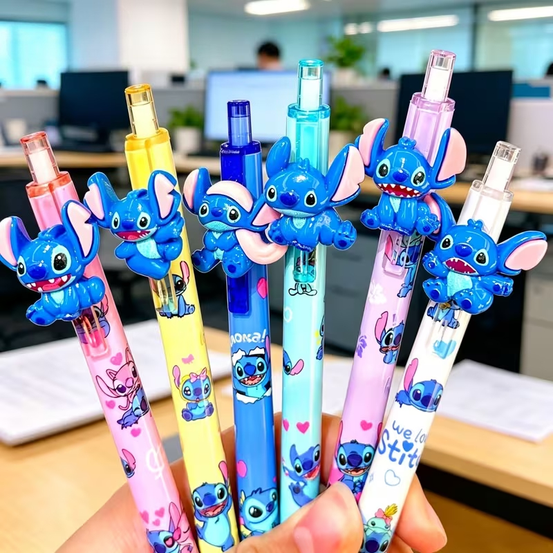 Random 3pcs Stitch Retractable Gel Pens with Cute Cartoon Designs