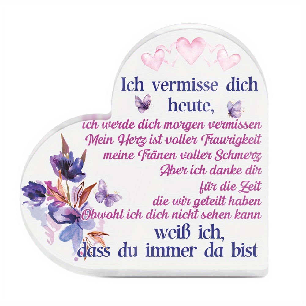 2d Flat, 2d Flat Putuo Decor 1pc German Heart Shaped Acrylic Sign Table Decor, Today, I Will Tomorrow, Desktop Decoration For Home Room, Gift For Friend Family, 2d Flat