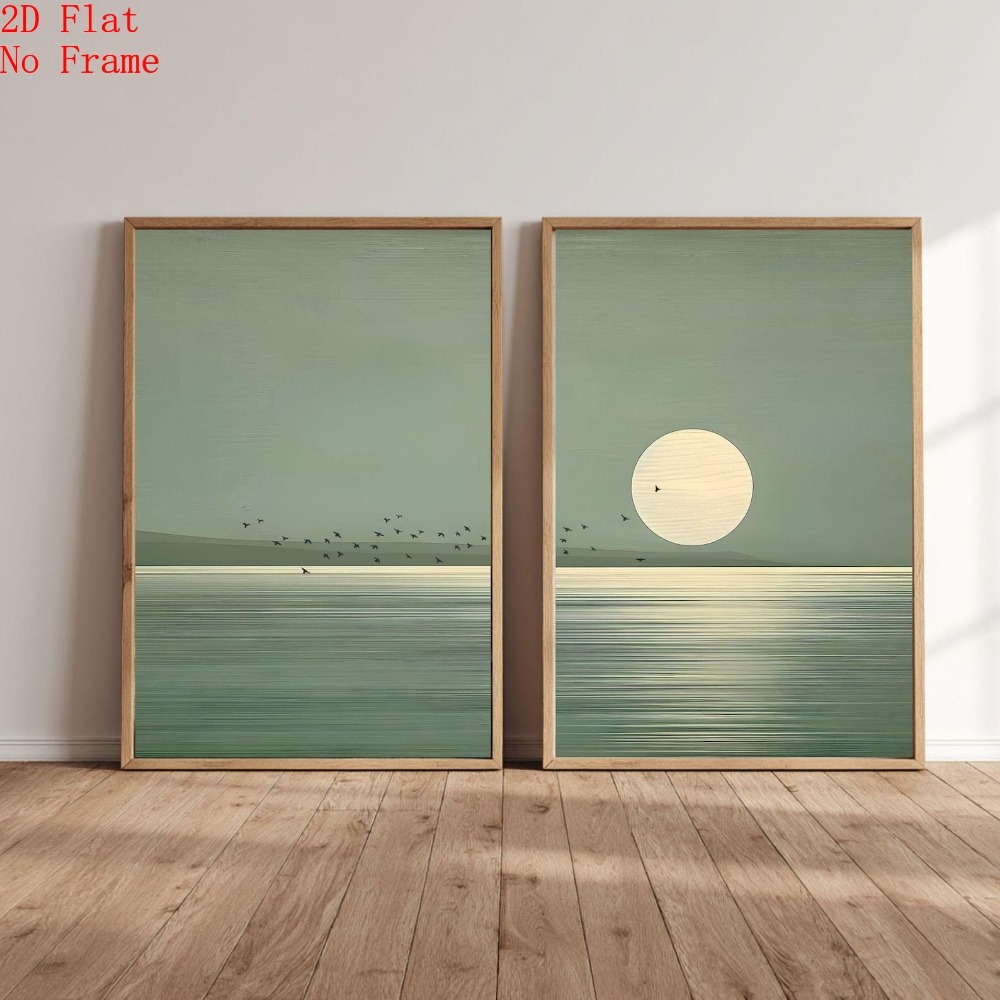 TEMU Póster 2D en , 2 piezas (¡2D SIN !) Juego de 2 pósteres de pared Japandi, , paisaje, impresión minimalista Zen de , , póster de pared de neutra