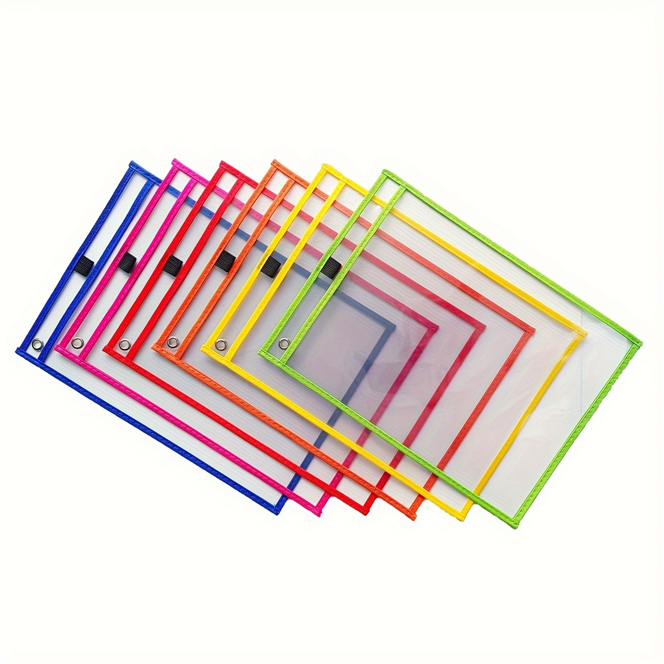 TEMU 6pcs Set Of Colorful Dry-erase Pocket Sleeves, 10x14inch, Reusable Transparent Plastic Classroom Protective Sleeves
