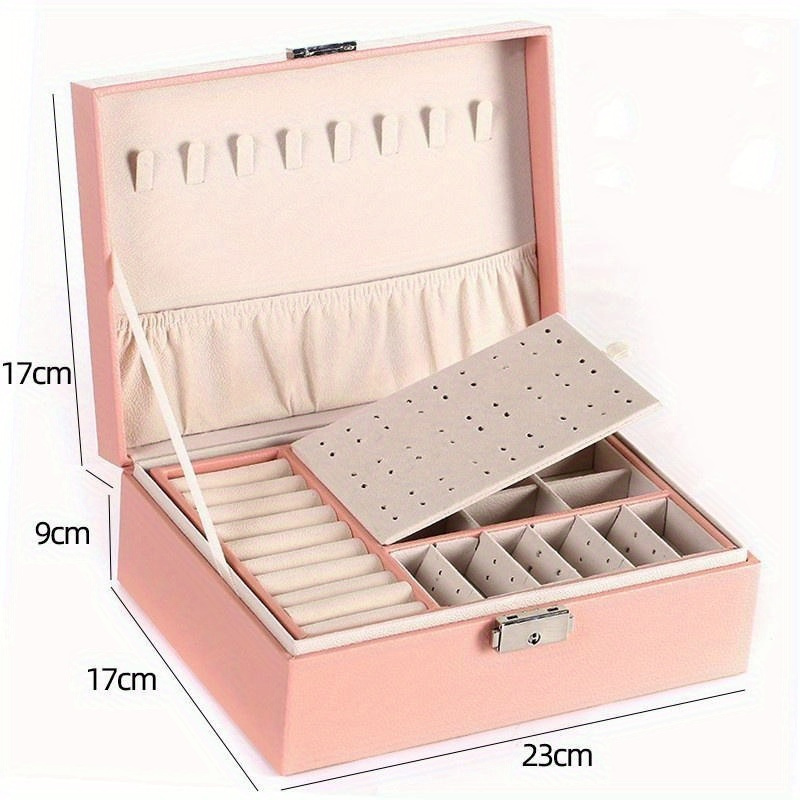 Double Layer Leather Jewelry Box, Portable Organizer