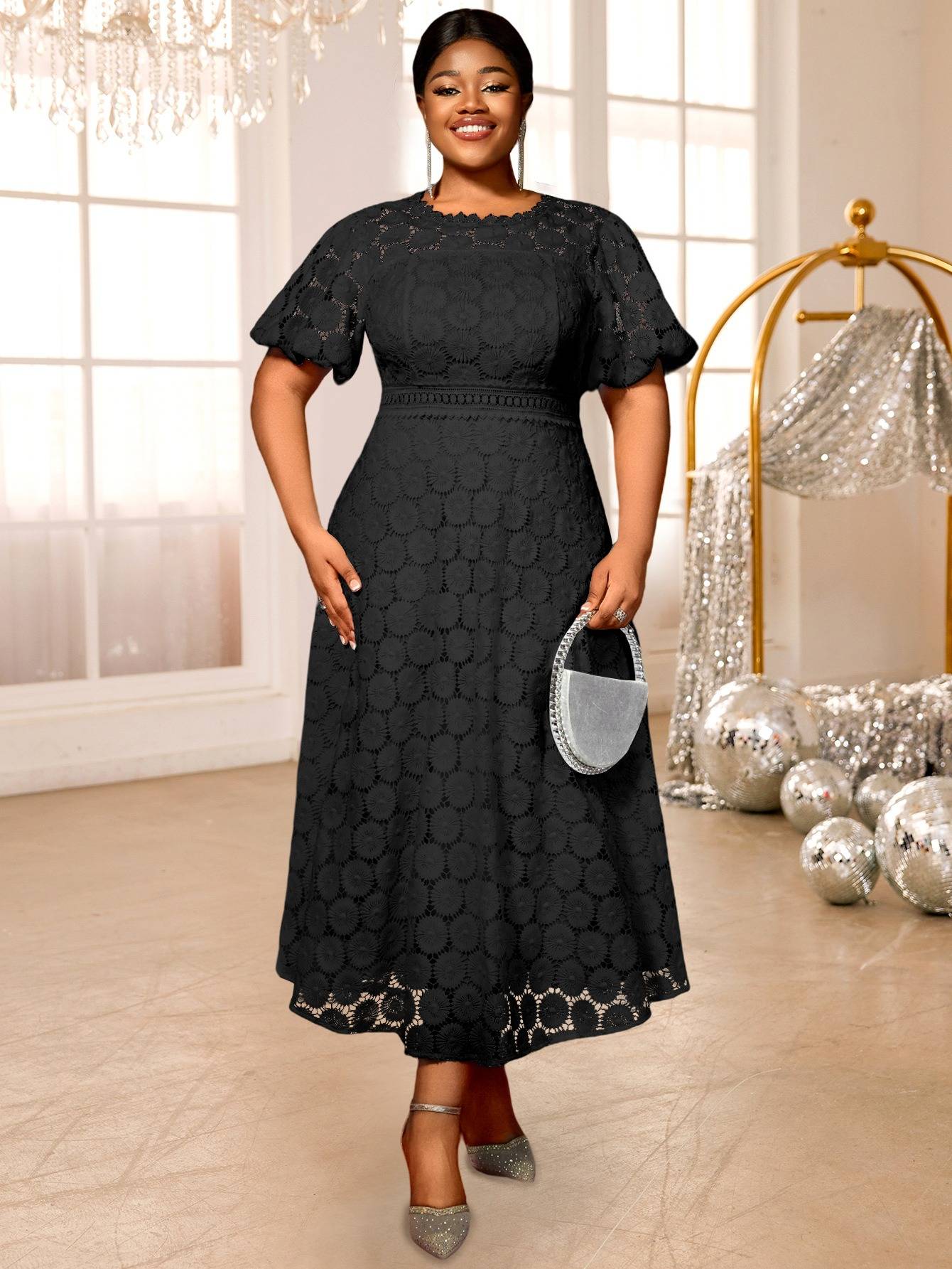 chinese dress ladies Seduction Sheer Maxi Dress W/Belt (Black) main image 1