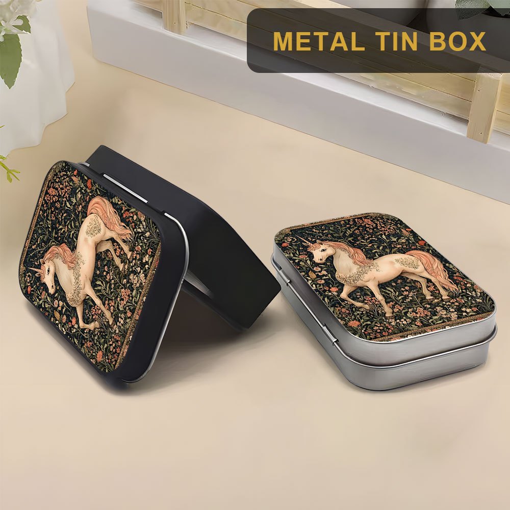 1pc vintage unicorn floral metal tin box snap closure - Temu