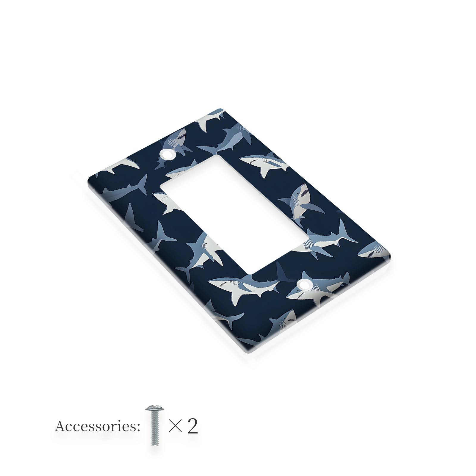 TEMU Lumière Décorative Requin Bleu pour Couvercle de Commutateur - Résistante à la Chaleur et à la Décoloration, Plaque Murale Réutilisable pour la