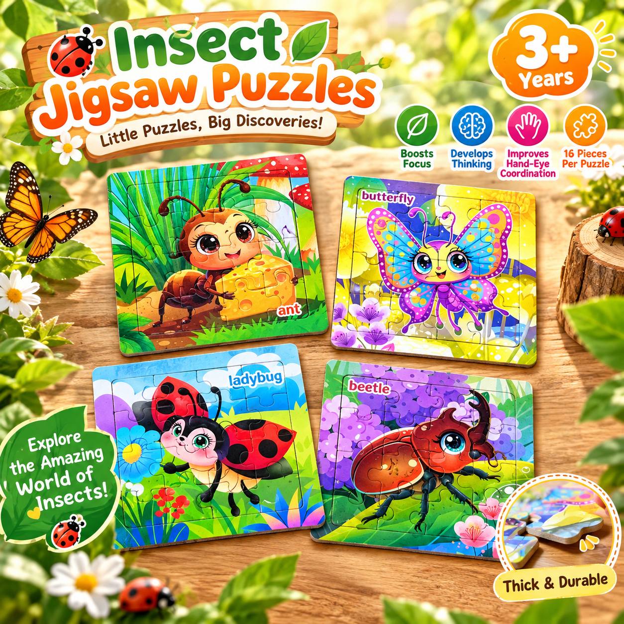 Animal Puzzle Set, Colorful Cartoon Pattern Puzzles