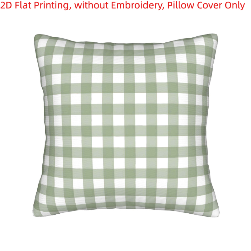 TEMU 1pc Sage Gingham Plaid Cushion Cover - Pillow Case Suitable For Decor, Zipper Closure, Machine Washable Cover Only (insert Not Included), Fits