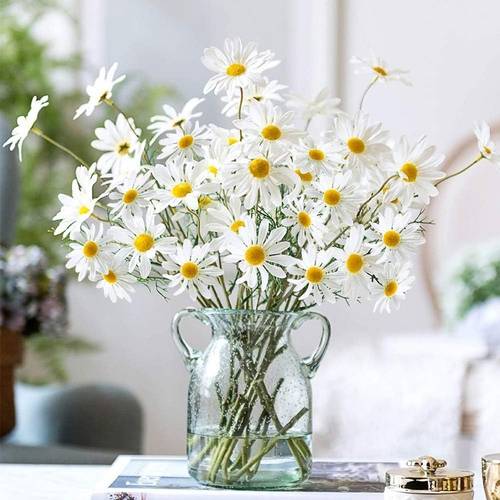 artificial daisy flowers 10 bundles of silk daisies in bulk 50 artificial wildflowers suitable home wedding party spring decoration milky white