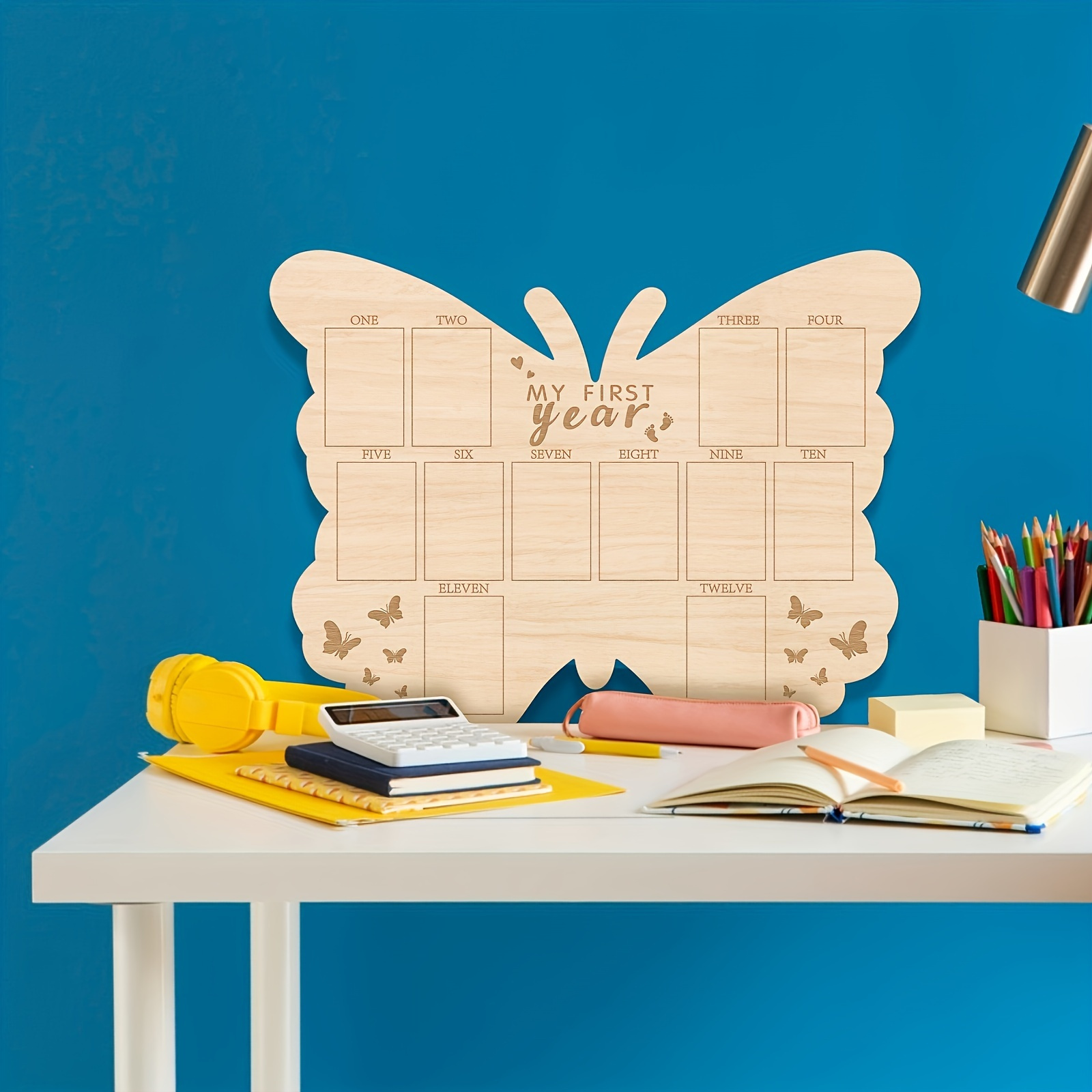 My First Year Photo Display Board, 12-Month Milestone Butterfly Frame