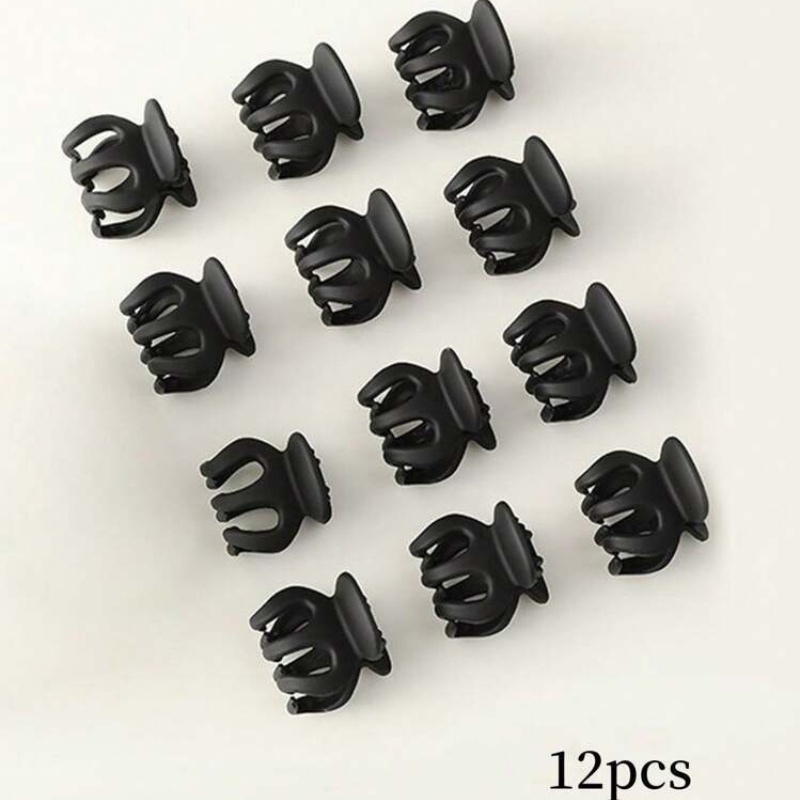 Image of 12pcs Of Women's Bangs Clips, Side Clips, Frosted Small Grip Clips, Solid Claw Design, Casual Hair Claws, Suitable For Daily Life